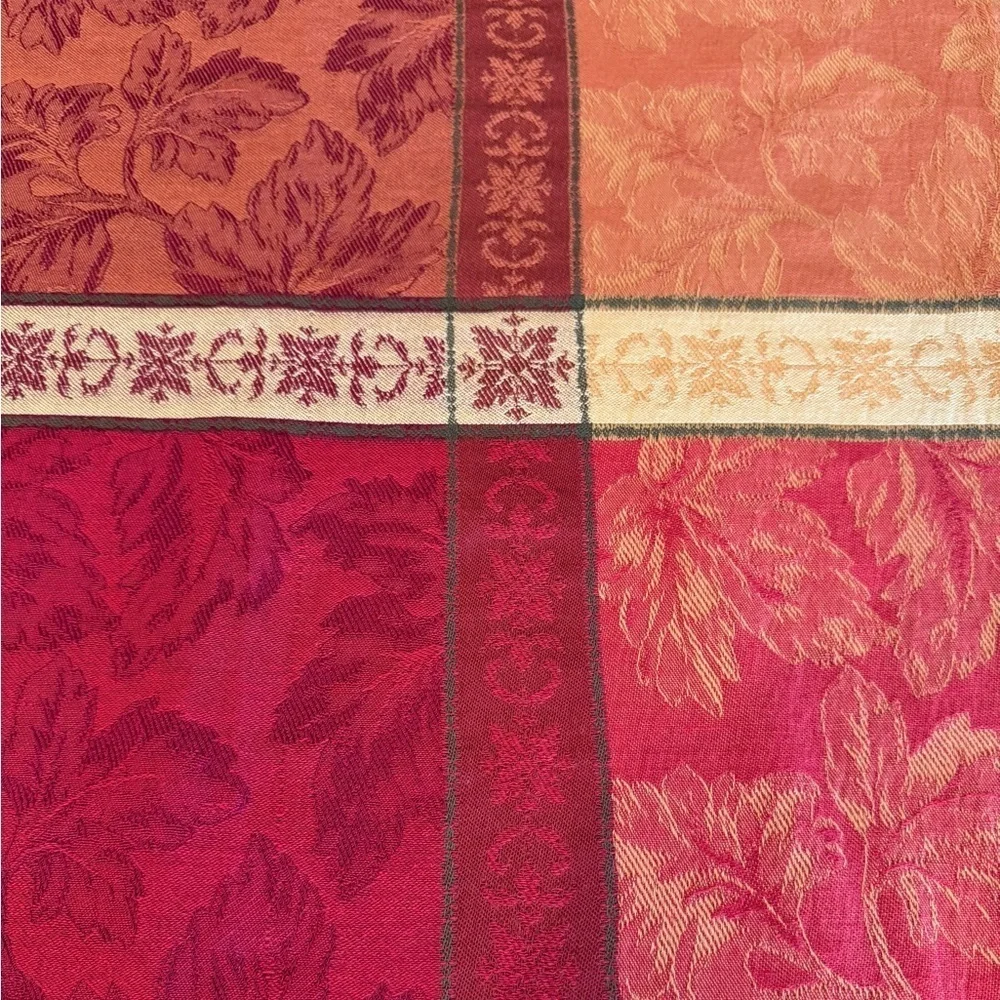 Maple Leaf Jacquard Harvest Tablecloth - Cotton Blend - Jewel Tones    57 X 102